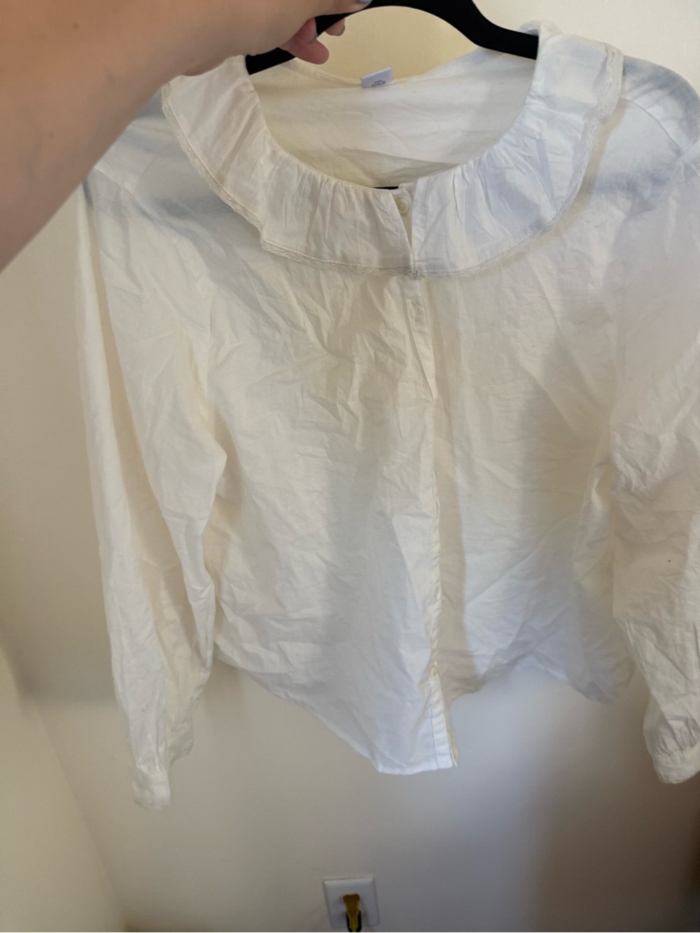 Old Navy White Ruffled Collar Button-Down Shirt